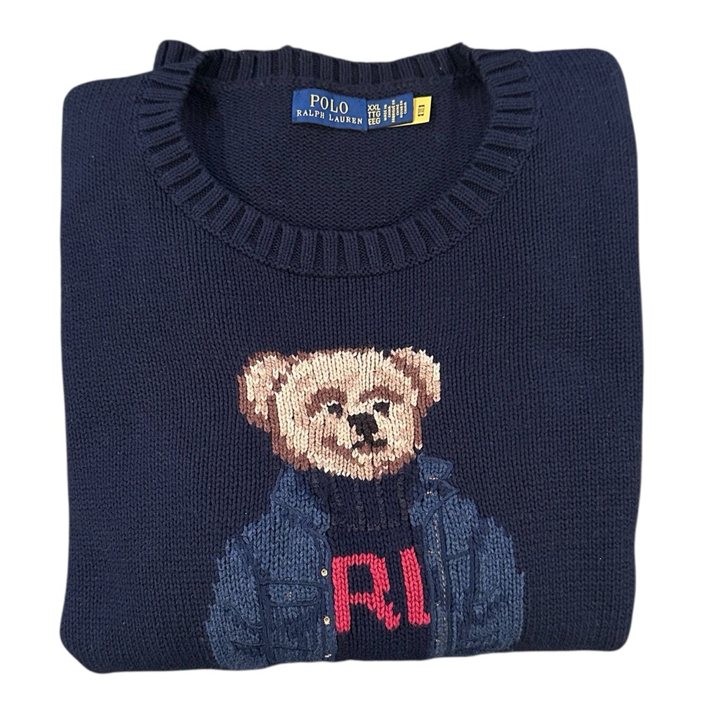 Ralph Lauren Polo Teddy Bear Crew Neck Pullover Navy Blue Sweater XXL